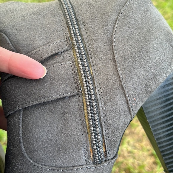 Gray Suede Heel Boots - Picture 7 of 7